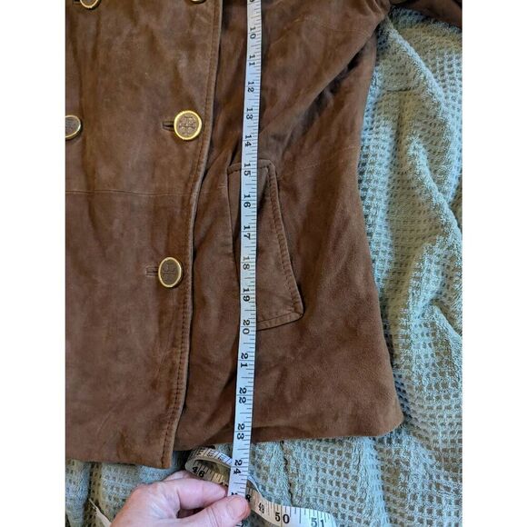 Tory Burch Women's Size 12 Genuine Leather Multi Buttoned Gold Enamel Jacket - Picture 4 of 6